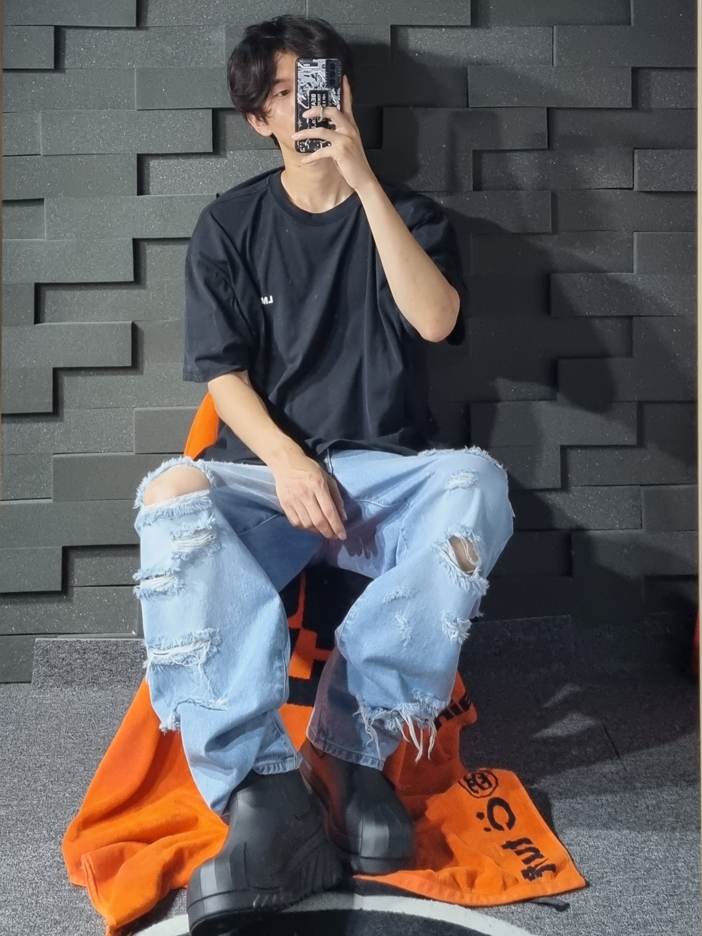 (W) Adidas Adifom Superstar Boot Black, Stussy x Cactus Plant Flea Market Towel Orange 착용 스타일