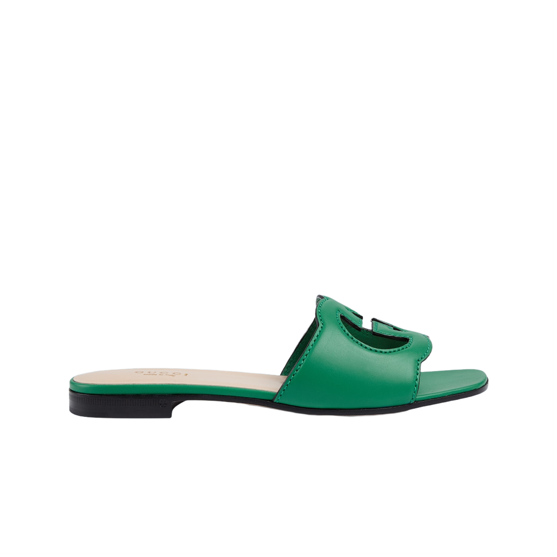694451-US000-3727 (W) Gucci Interlocking G Cut-Out Slide Sandal Bright Green Leather