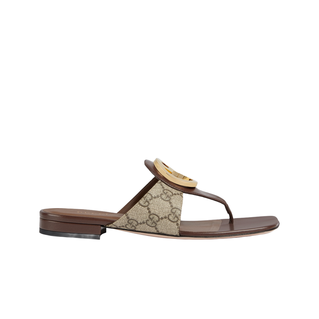 (W) 구찌 블론디 통 샌들 베이지 에보니 GG 슈프림((W) Gucci Blondie Thong Sandal Beige Ebony GG Supreme) - 1