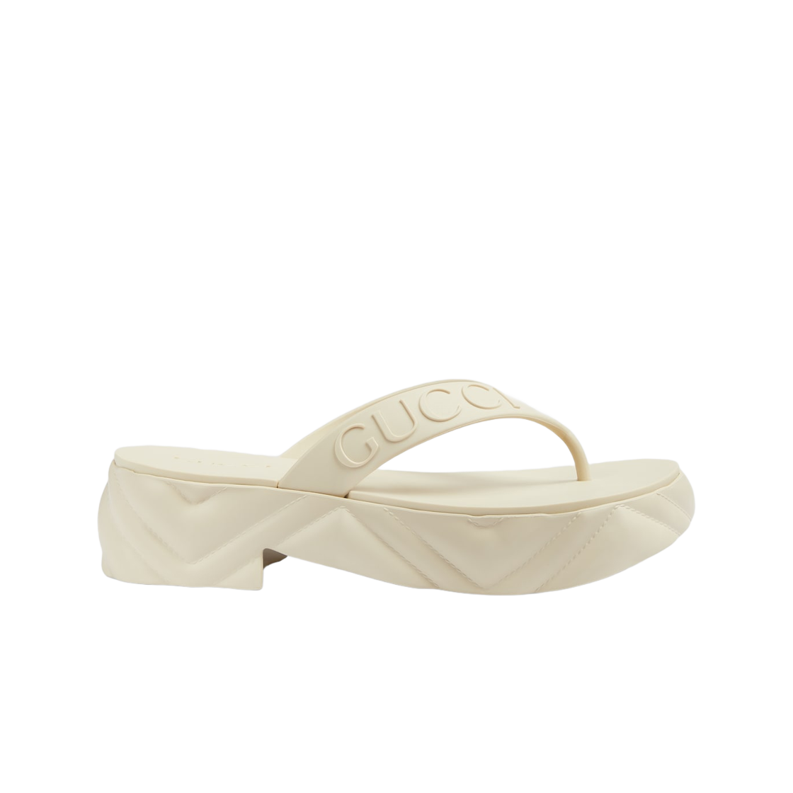 746334-JFM00-9022 (W) Gucci Thong Platform Sandal White