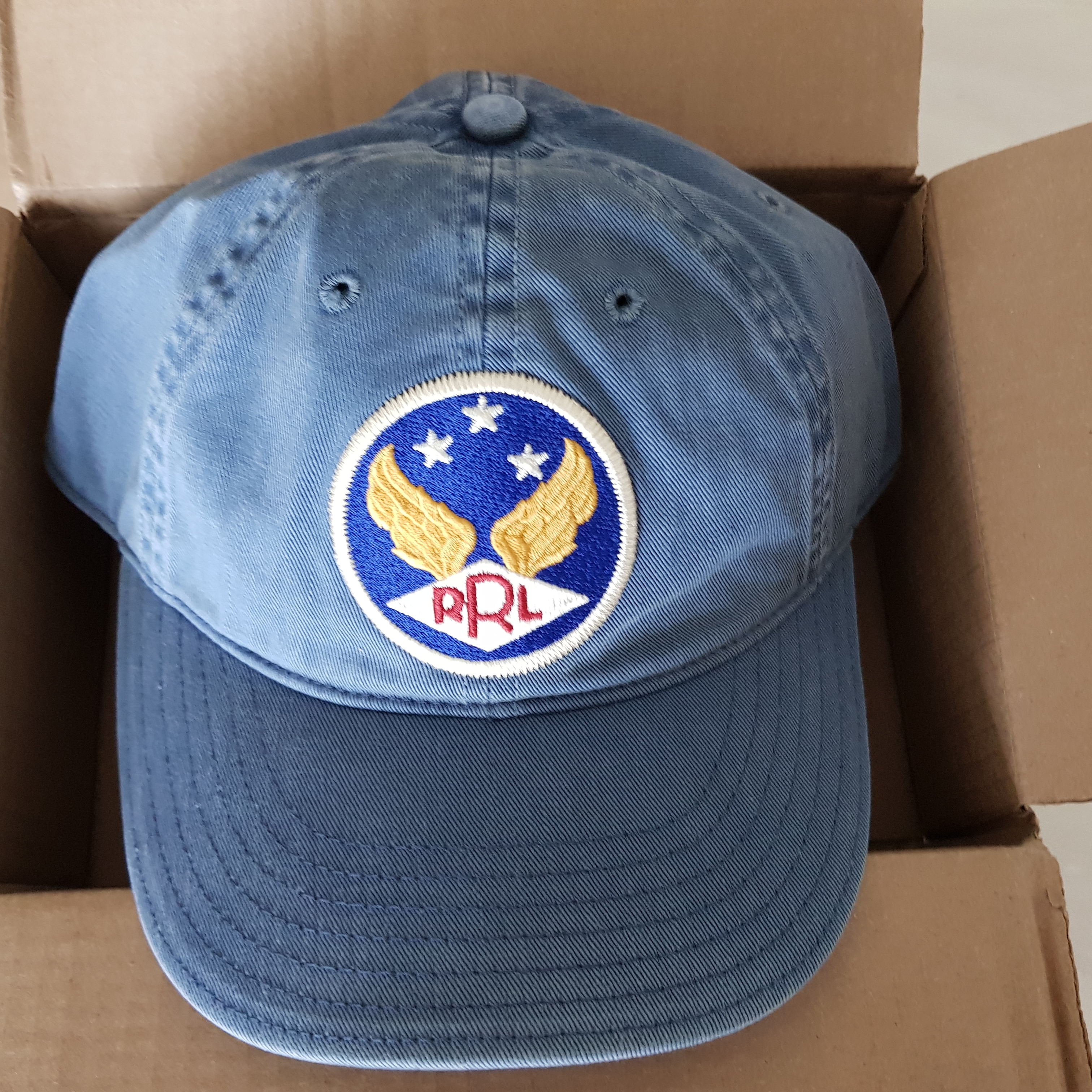 Double RL Garment Dyeing Twill Ball Cap Blue 착용 스타일 - 2
