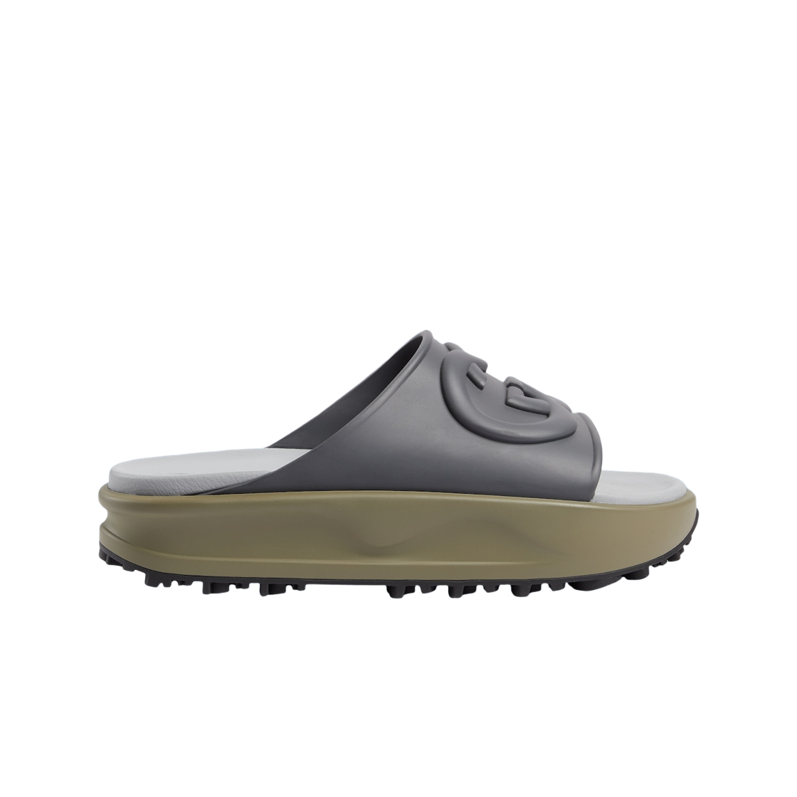 구찌 인터로킹 G 슬라이드 샌들 다크 그레이 러버(Gucci Interlocking G Slide Sandal Dark Grey Rubber) - 1