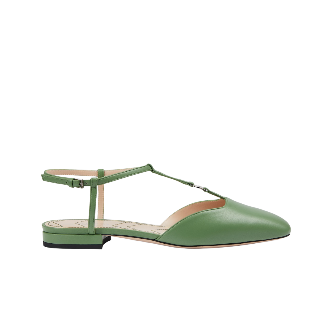 754136-BKO00-3509 (W) Gucci Double G Ballet Flat Light Green Leather