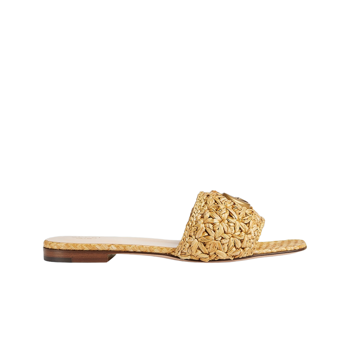 (W) 구찌 더블 G 슬라이드 샌들 베이지 라피아 이펙트 패브릭((W) Gucci Double G Slide Sandal Beige Raffia Effect Fabric) - 1