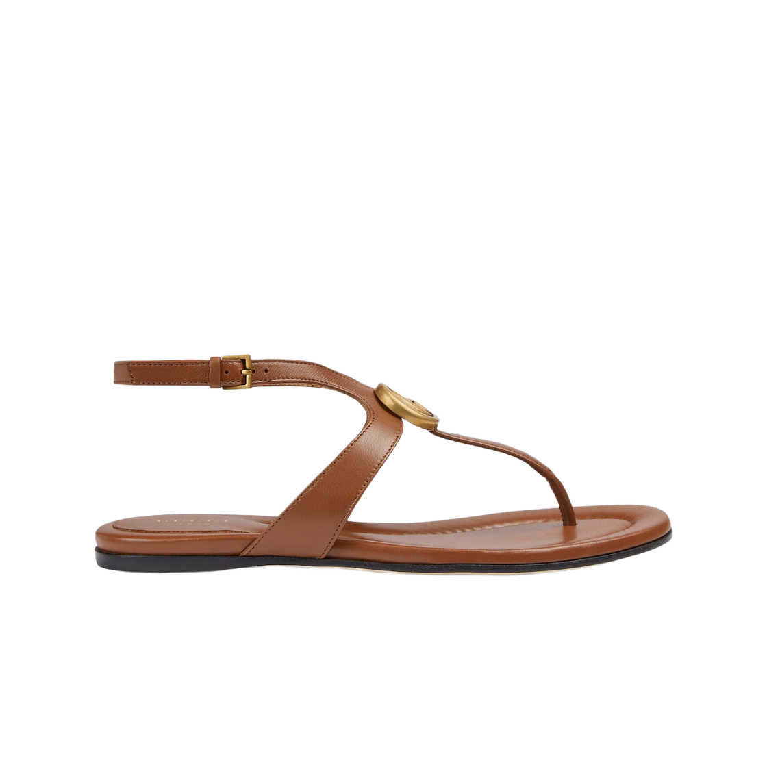 746030-BKO00-2535 (W) Gucci Double G Thong Sandal Brown Leather