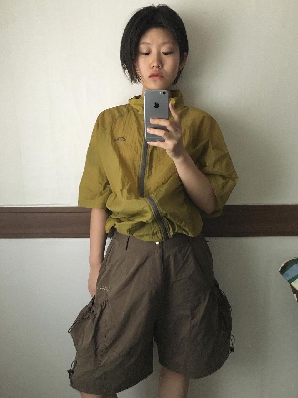 Art of Field Packable Short Sleeved Half Jacket Lime, Art of Field Packable Short Sleeved Half Jacket Ice 착용 스타일