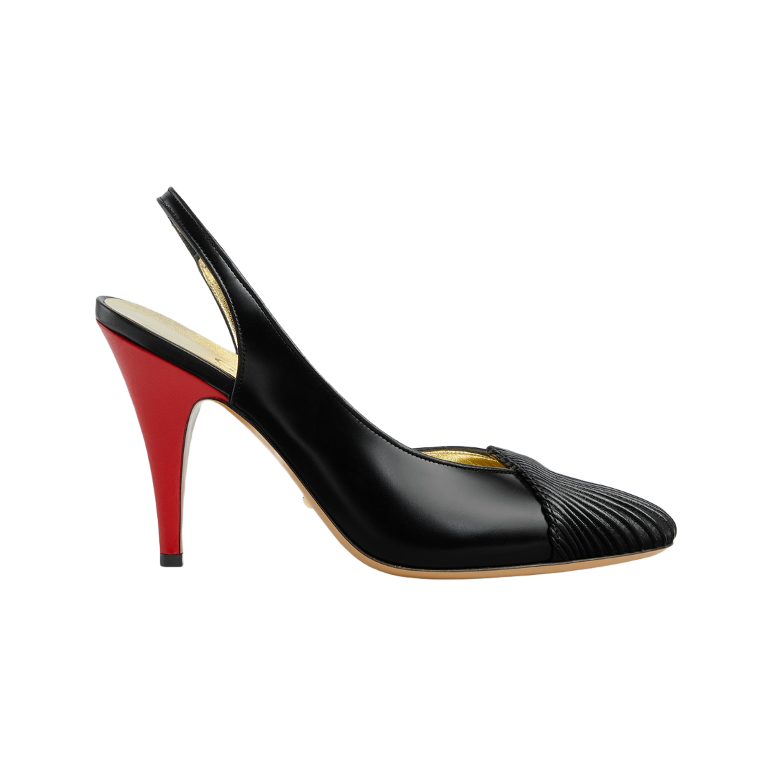 (W) 구찌 슬링백 펌프 플리츠 블랙((W) Gucci Slingback Pump with Pleats Black) - 1