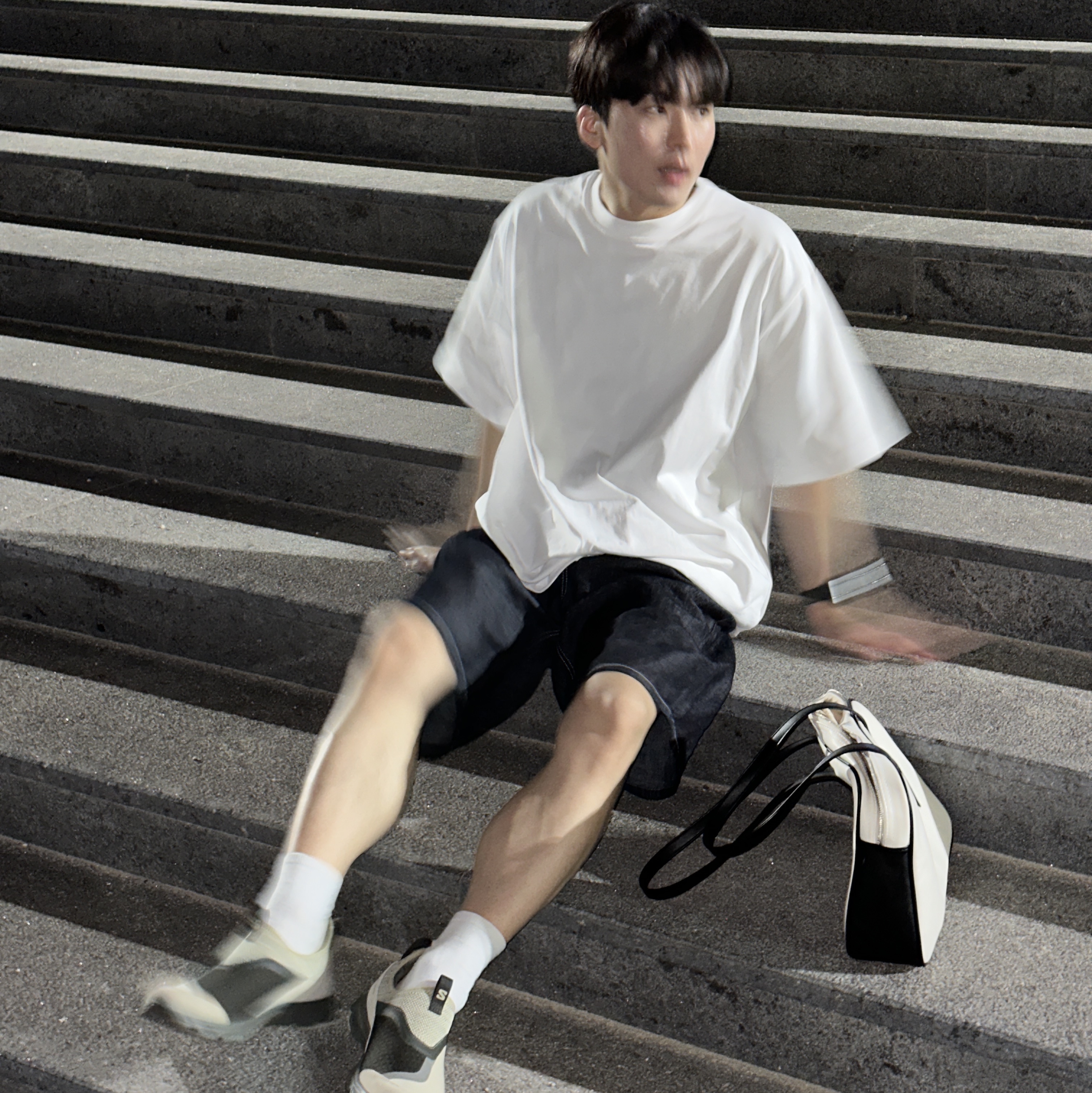 Salomon RX Snug Moss Gray 착용 스타일 - 1