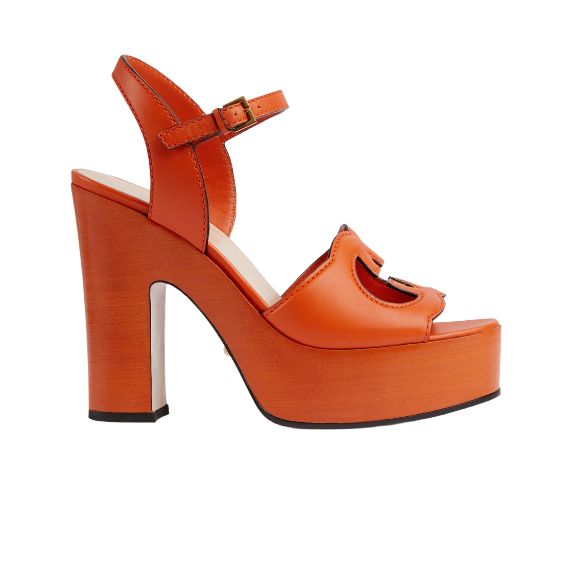 (W) 구찌 인터로킹 G 샌들 오렌지 레더((W) Gucci Interlocking G Sandal Orange Leather) - 1