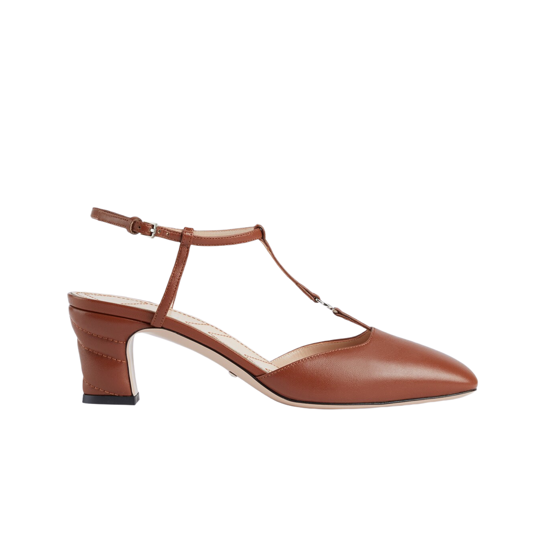 (W) 구찌 쁘띠 GG 슬링백 펌프 브라운 레더((W) Gucci Petite GG Slingback Pump Brown Leather) - 1