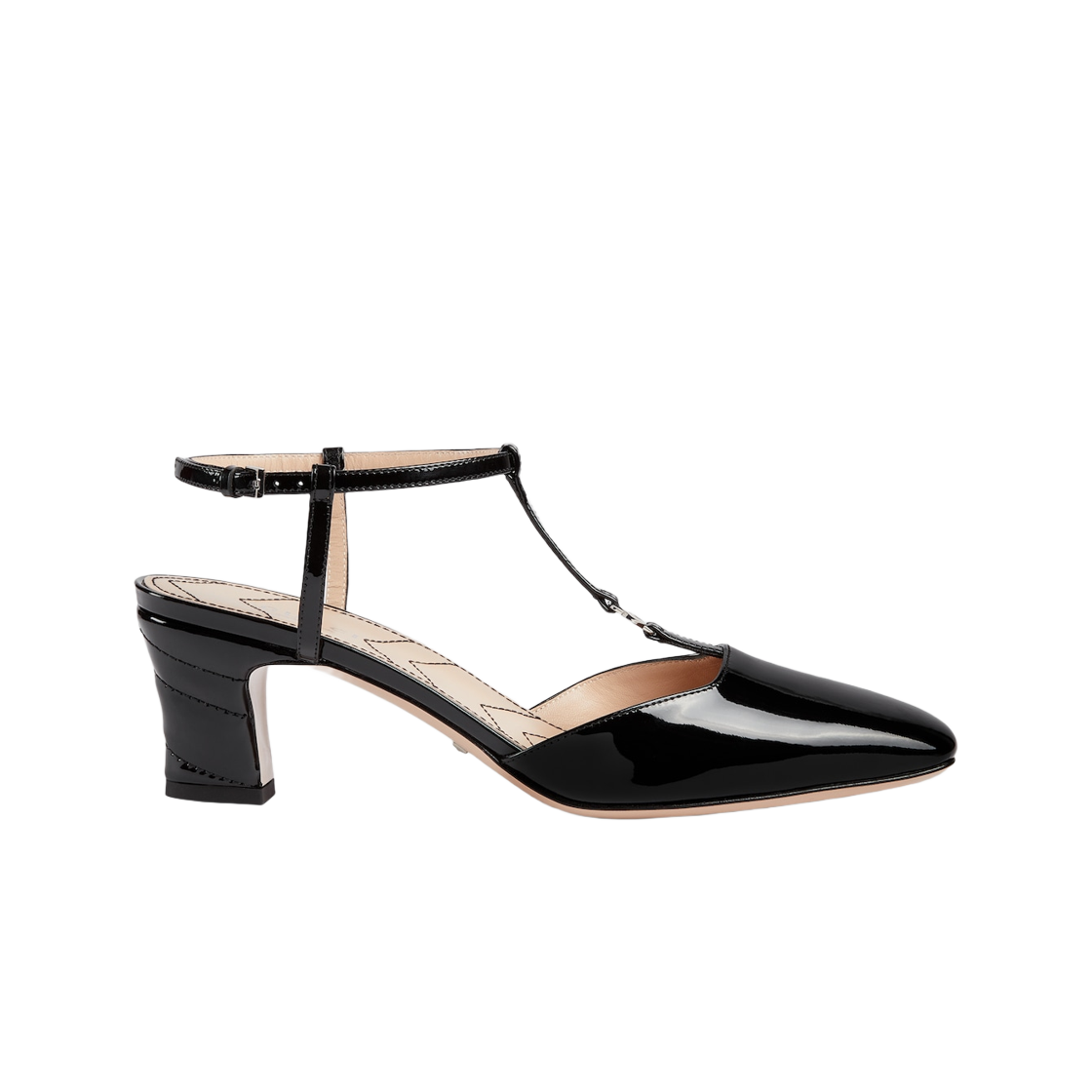 (W) 구찌 쁘띠 GG 슬링백 펌프 블랙 페이턴트 레더((W) Gucci Petite GG Slingback Pump Black Patent Leather) - 1