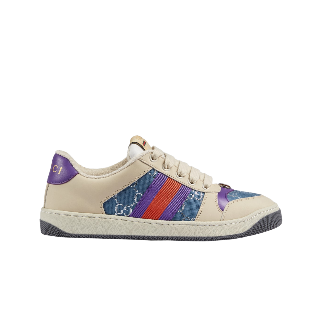 (W) 구찌 스크리너 스니커즈 웹 블루 GG 라메((W) Gucci Screener Sneakers with Web Blue GG Lamé) - 1