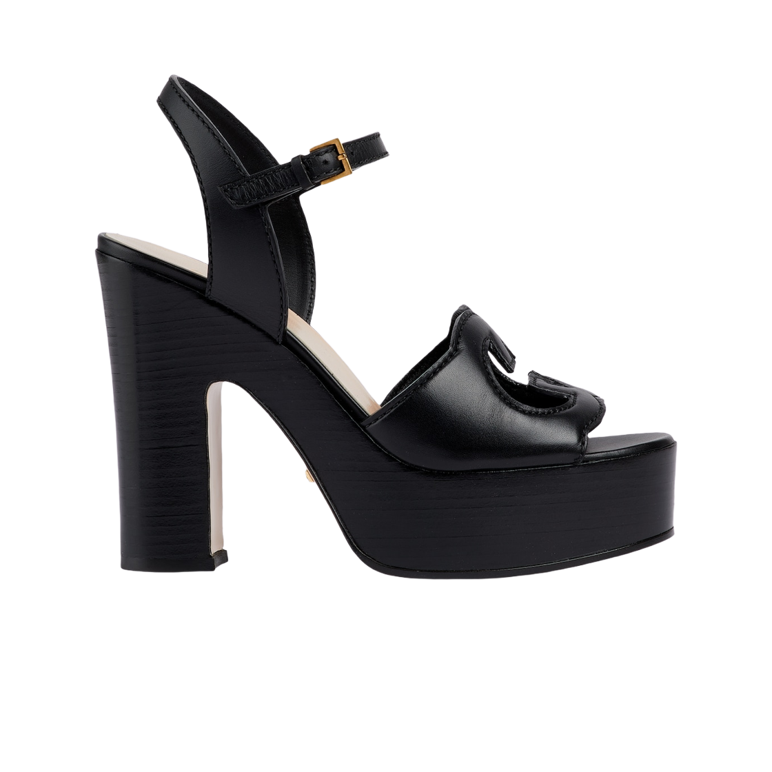 (W) 구찌 인터로킹 G 샌들 블랙 레더((W) Gucci Interlocking G Sandal Black Leather) - 1