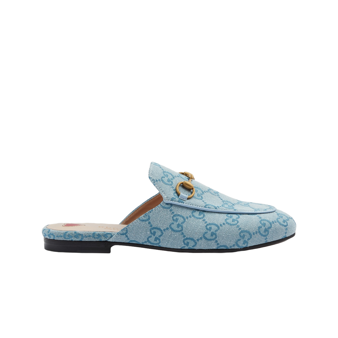 (W) Gucci Princetown Slipper with GG Light Blue Canvas 상세 이미지 1