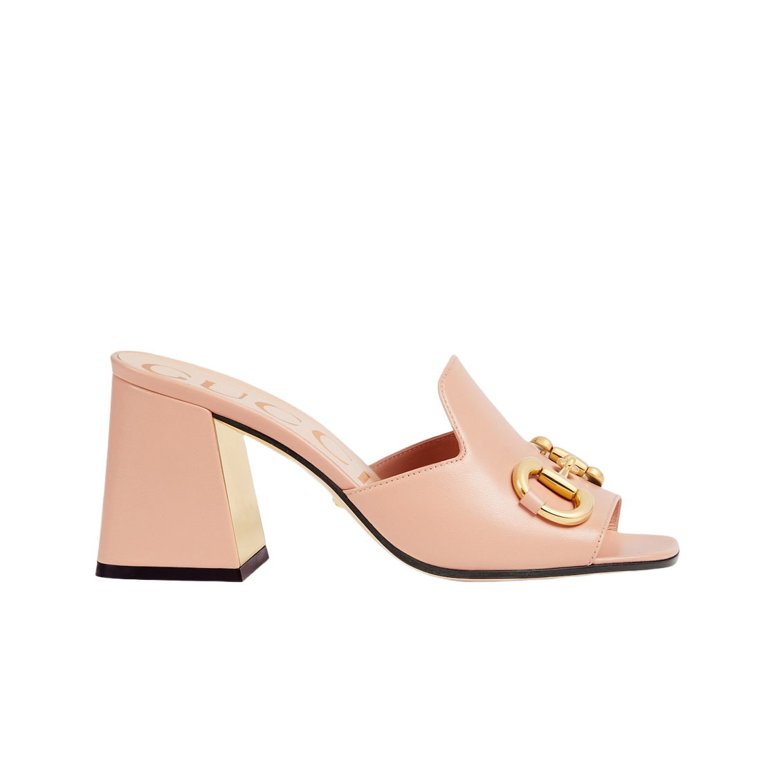(W) 구찌 슬라이드 샌들 홀스빗 핑크 레더((W) Gucci Slide Sandal with Horsebit Pink Leather) - 1