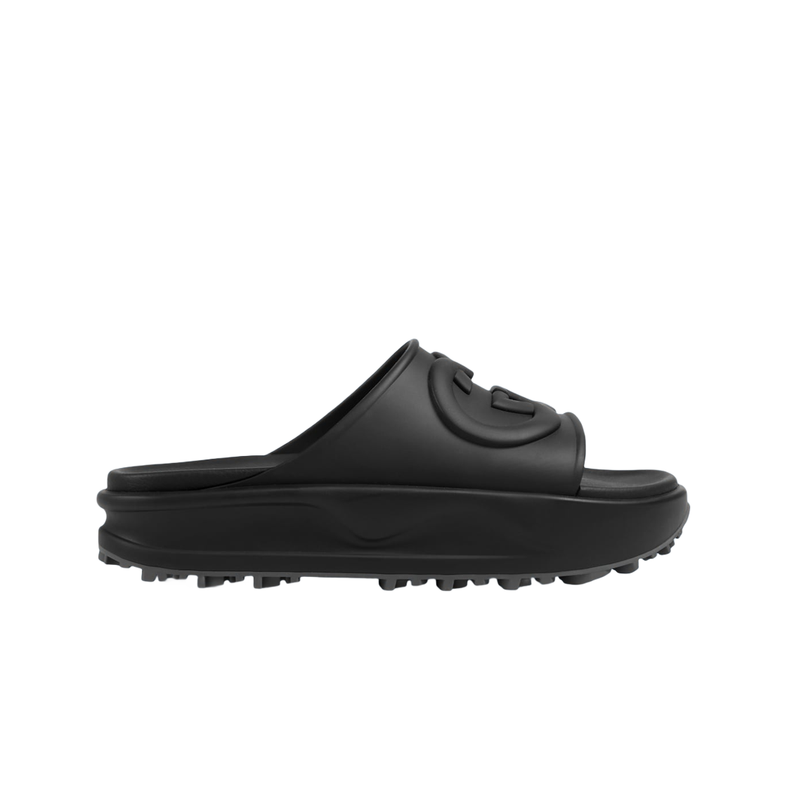 구찌 인터로킹 G 슬라이드 샌들 블랙 러버(Gucci Interlocking G Slide Sandal Black Rubber) - 1