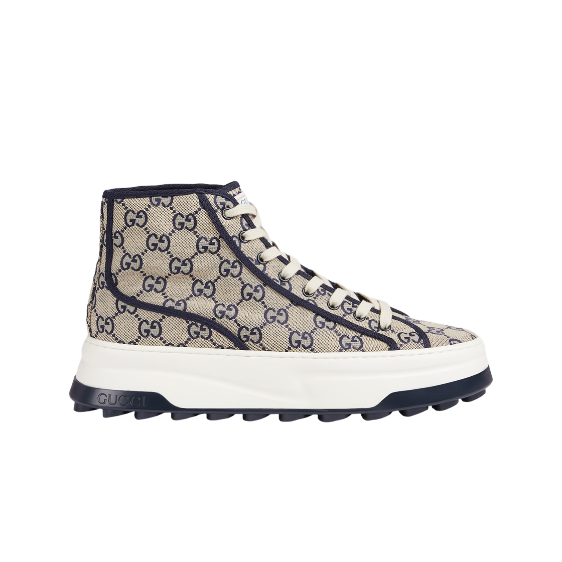 구찌 GG 하이 탑 스니커즈 베이지 블루 GG 캔버스(Gucci GG High Top Sneaker Beige Blue GG Canvas) - 1