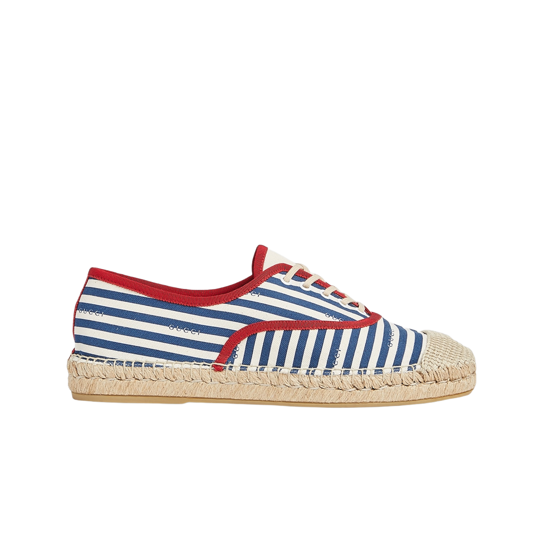 구찌 스트라이프 구찌 에스파드리유 블루 화이트 캔버스(Gucci Striped Gucci Espadrille Blue White Canvas) - 1