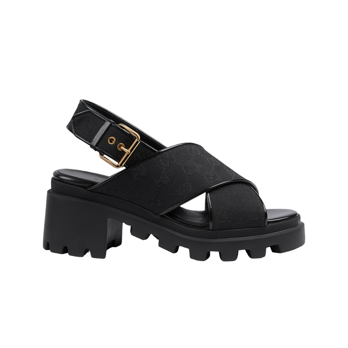 749795-H6320-1000 (W) Gucci GG Lug Sole Sandal Black GG Supreme - 대표 이미지 #1