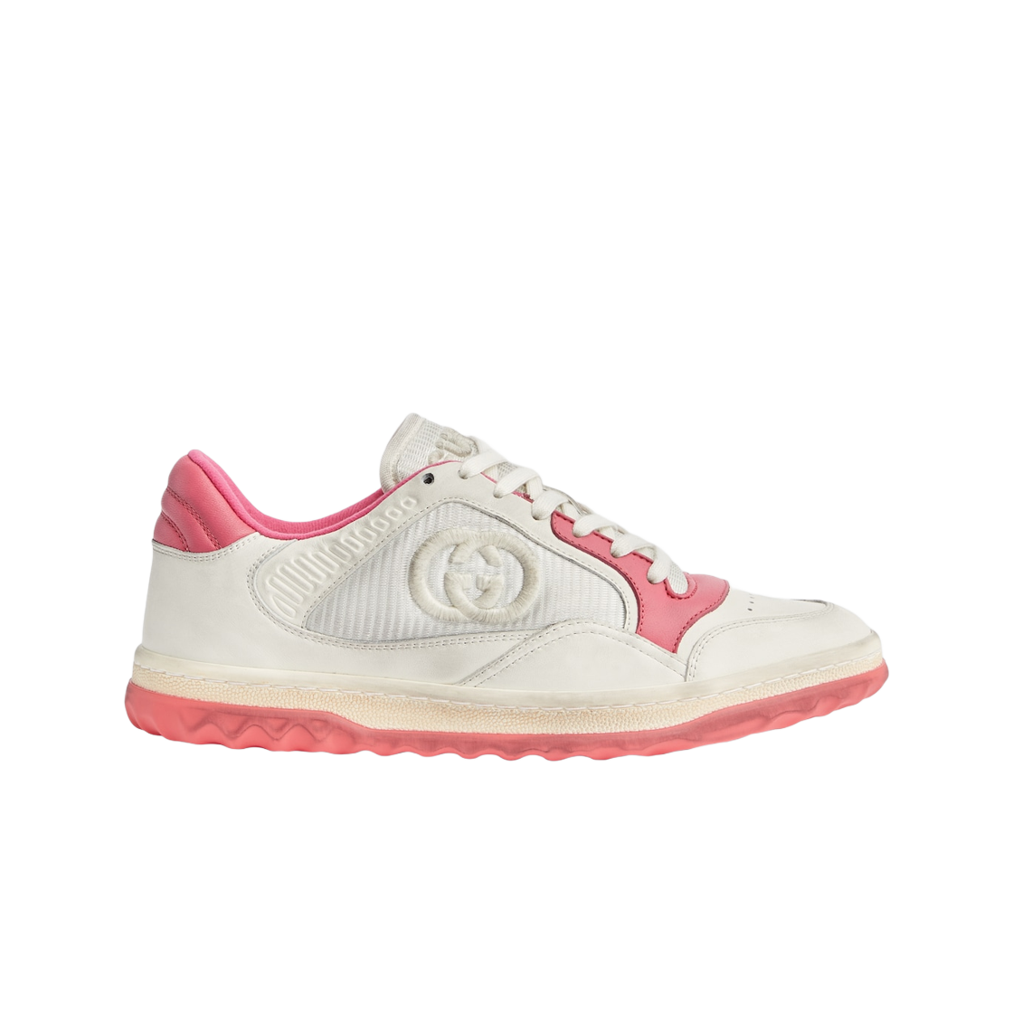 (W) 구찌 맥80 스니커즈 오프 화이트 핑크 레더((W) Gucci Mac80 Sneakers Off White Pink Leather) - 1