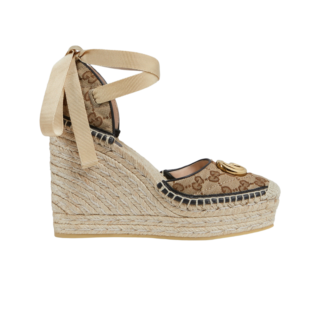 (W) 구찌 GG 마틀라세 플랫폼 에스파드리유 베이지 에보니 GG 캔버스((W) Gucci GG Matelasse Platform Espadrille Beige Ebony GG Canvas) - 1