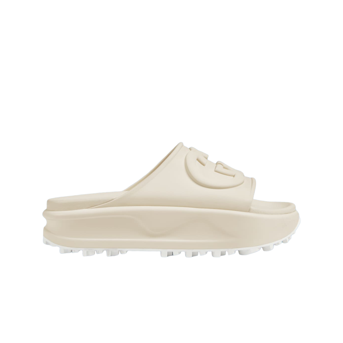 692845-JF000-9110 (W) Gucci Slide Sandal with Interlocking G Off White Rubber