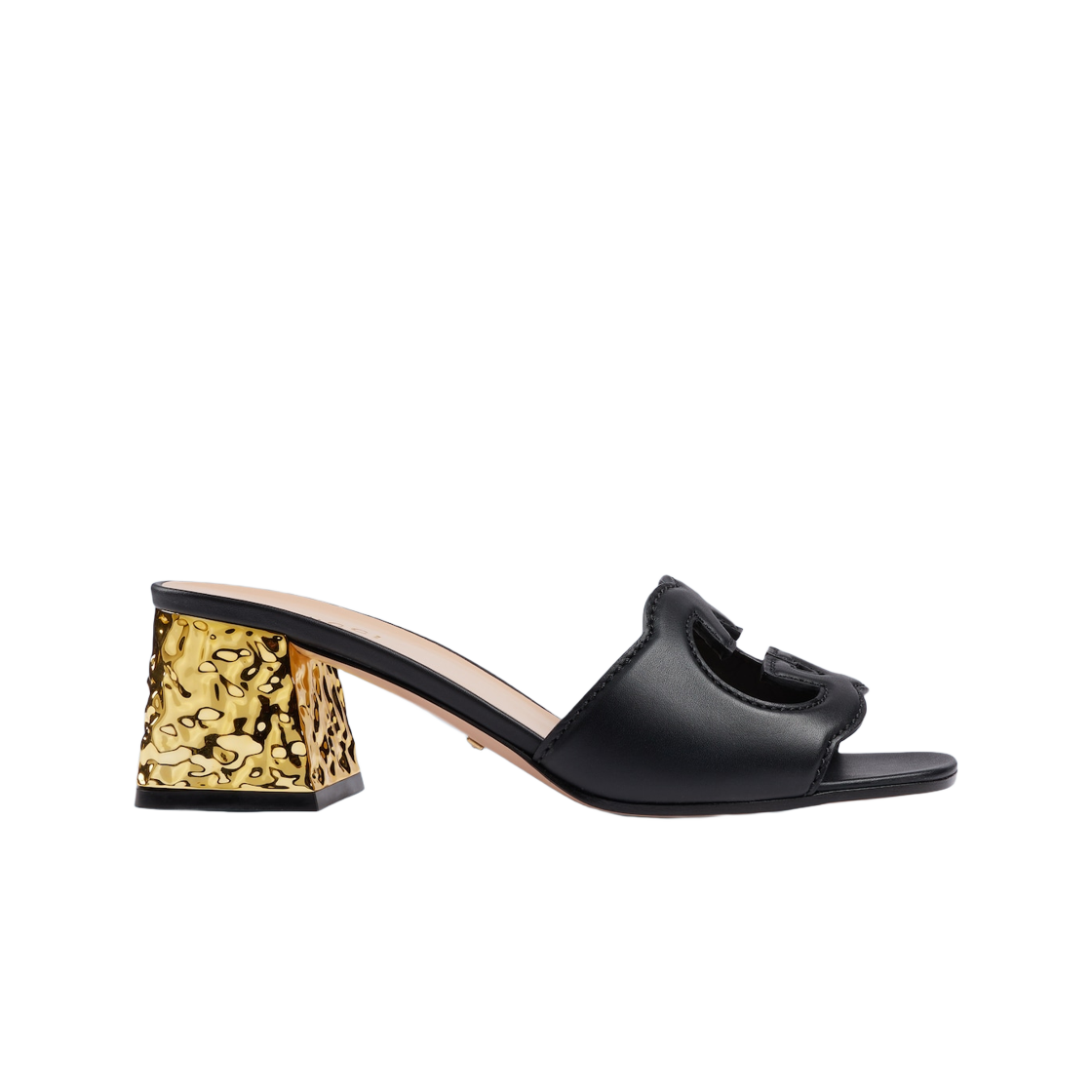 (W) 구찌 인터로킹 G 컷아웃 샌들 블랙 레더((W) Gucci Interlocking G Cut-Out Sandal Black Leather) - 1