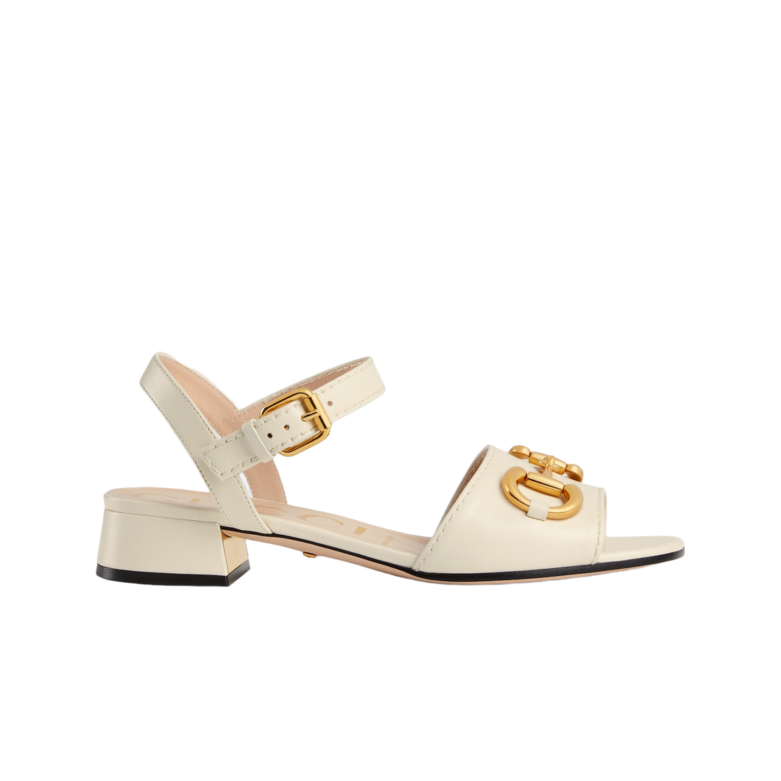(W) 구찌 샌들 홀스빗 화이트 레더((W) Gucci Sandal with Horsebit White Leather) - 1