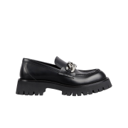 (W) Gucci Lug Sole Loafer Black Leather