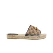 (W) Gucci GG Matelasse Canvas Espadrille Sandal Original GG Canvas Black