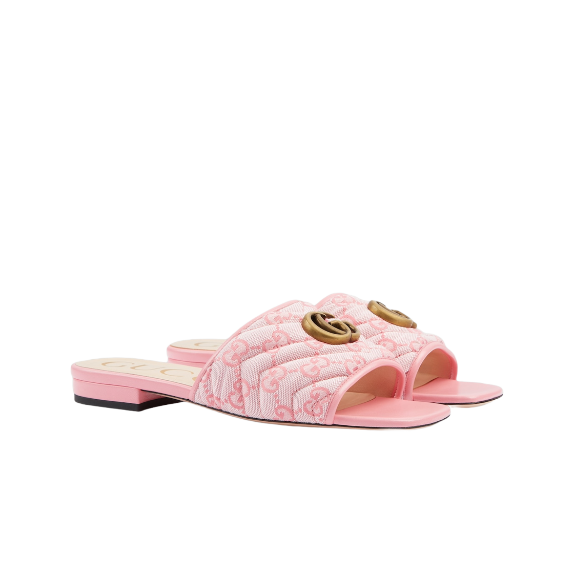 (W) 구찌 GG 캔버스 슬라이드 핑크 캔버스((W) Gucci GG Canvas Slide Pink Canvas) - 1
