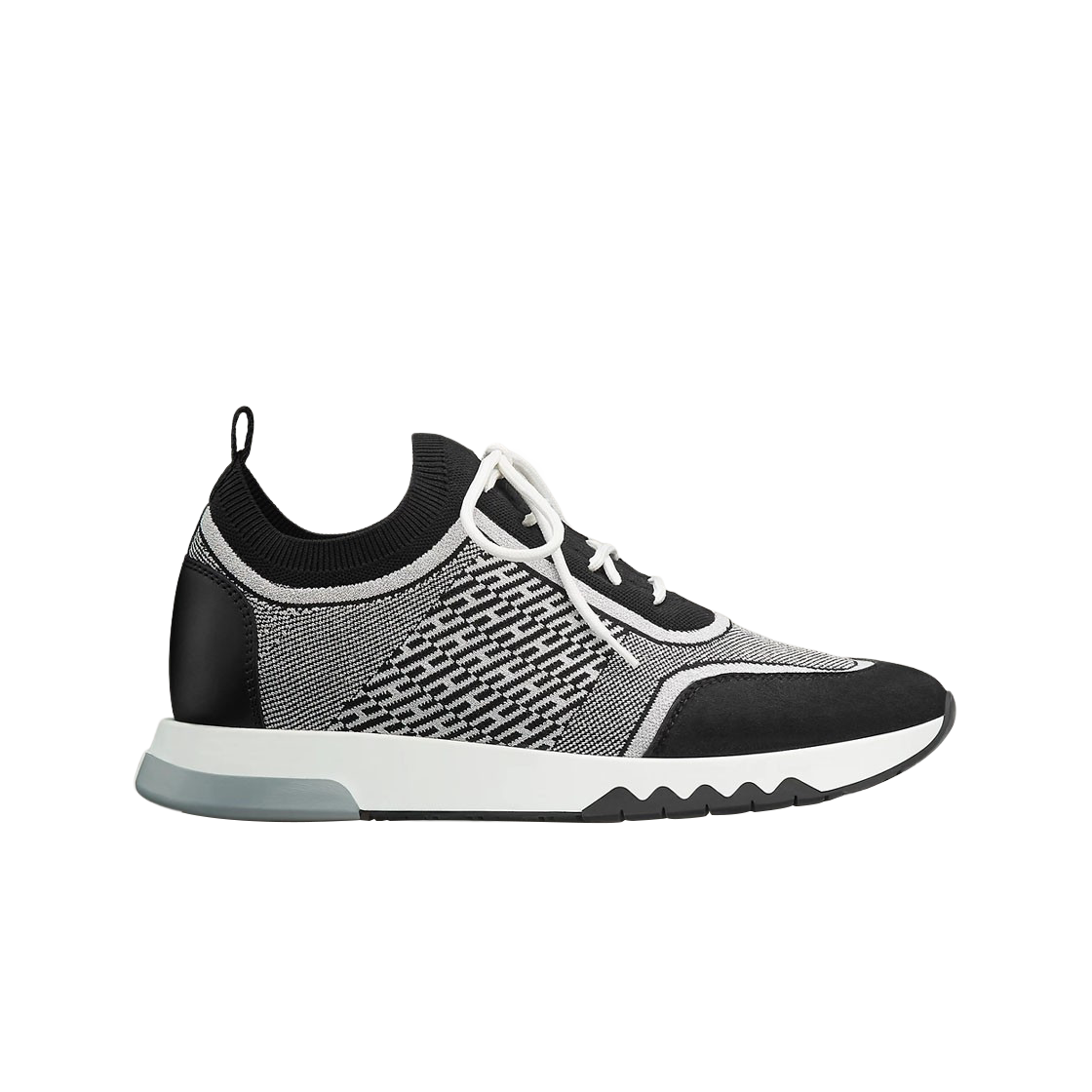 (W) 에르메스 어딕트 스니커즈 카프스킨 스웨이드 고트스킨 & 그리 아젠트 누아((W) Hermes Addict Sneakers Calfskin Suede Goatskin & Gris Argente Noir) - 1