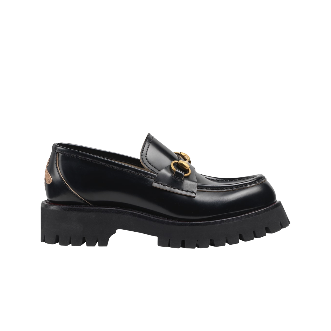 577236-DS800-1000 (W) Gucci Leather Lug Sole Horsebit Loafer Black Leather