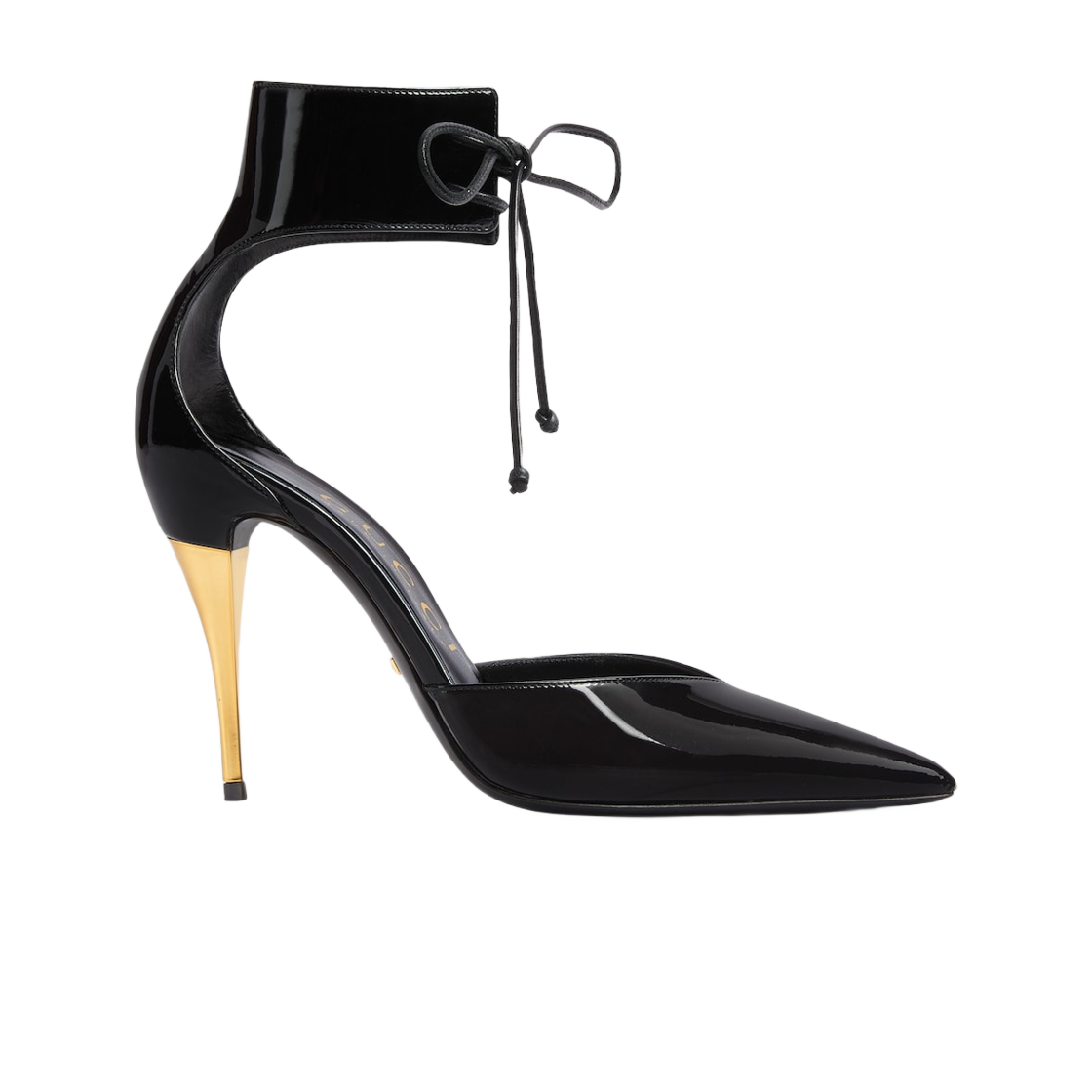 (W) Gucci High Heel Patent Pump Black Leather 상세 이미지 1