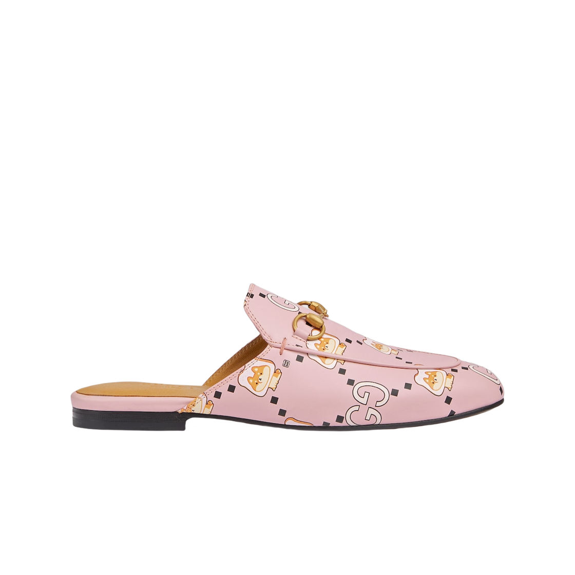 (W) 구찌 GG 애니멀 프린스타운 슬리퍼 라이트 핑크 레더((W) Gucci GG Animal Princetown Slipper Light Pink Leather) - 1