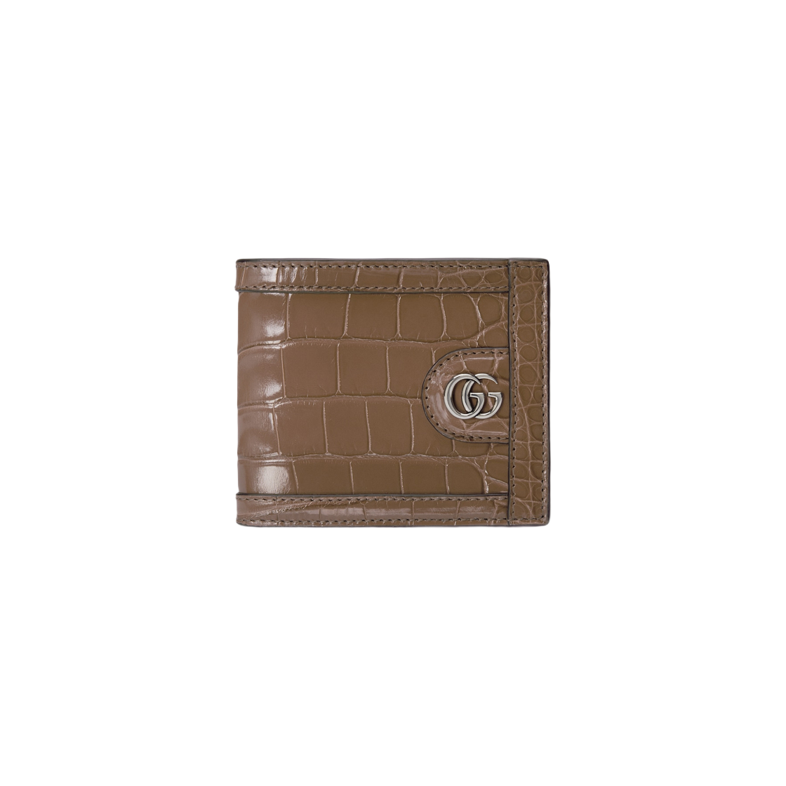 Gucci Crocodile Card Case Wallet with Double G Light Brown 상세 이미지 1