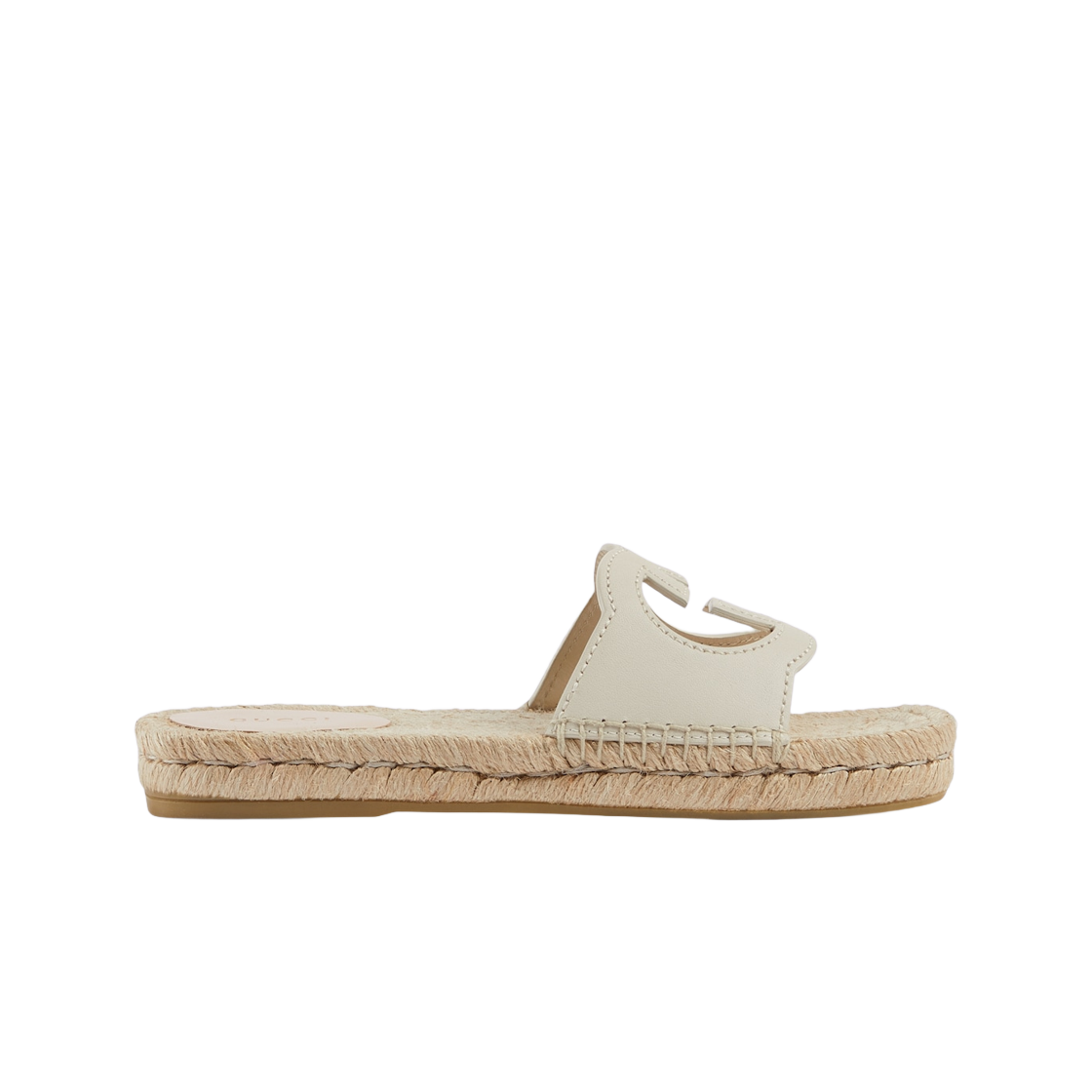 (W) 구찌 인터로킹 G 컷 아웃 슬라이드 샌들 화이트 레더((W) Gucci Interlocking G Cut Out Slide Sandals White Leather) - 1