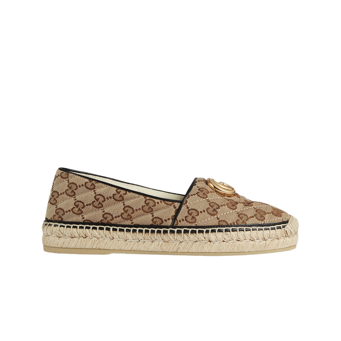 (W) 구찌 GG 마틀라세 캔버스 에스파드리유 오리지널 GG 캔버스 블랙((W) Gucci GG Matelasse Canvas Espadrille Original GG Canvas Black) - 1