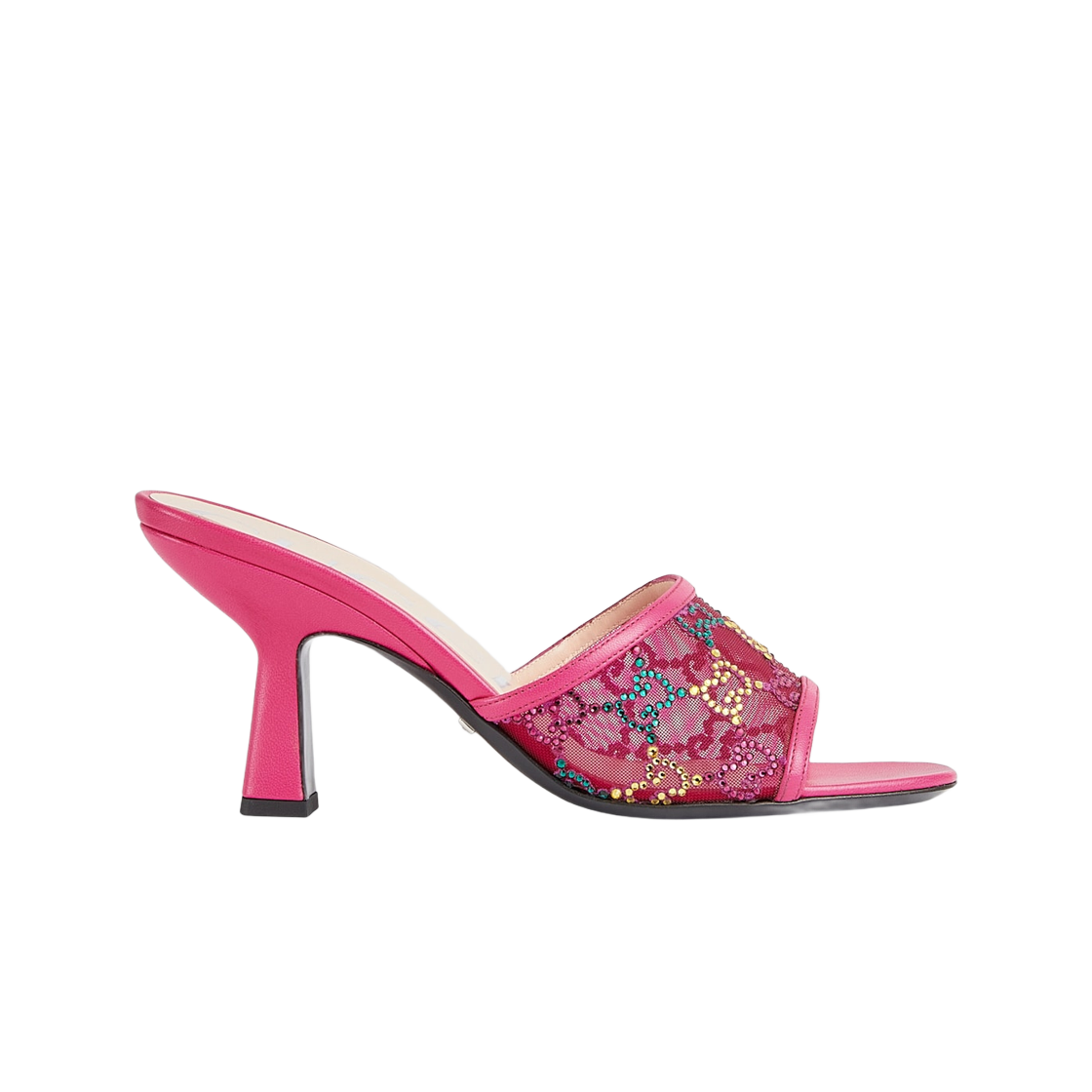 (W) 구찌 GG 미드힐 슬라이드 샌들 푸시아((W) Gucci GG Mid-Heel Slide Sandal Fuchsia) - 1
