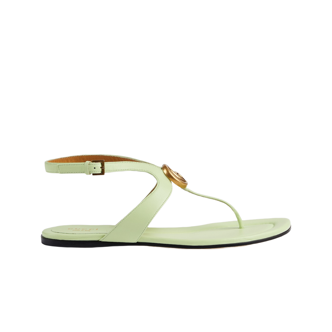 (W) 구찌 더블 G 통 샌들 라이트 그린 레더((W) Gucci Double G Thong Sandal Light Green Leather) - 1
