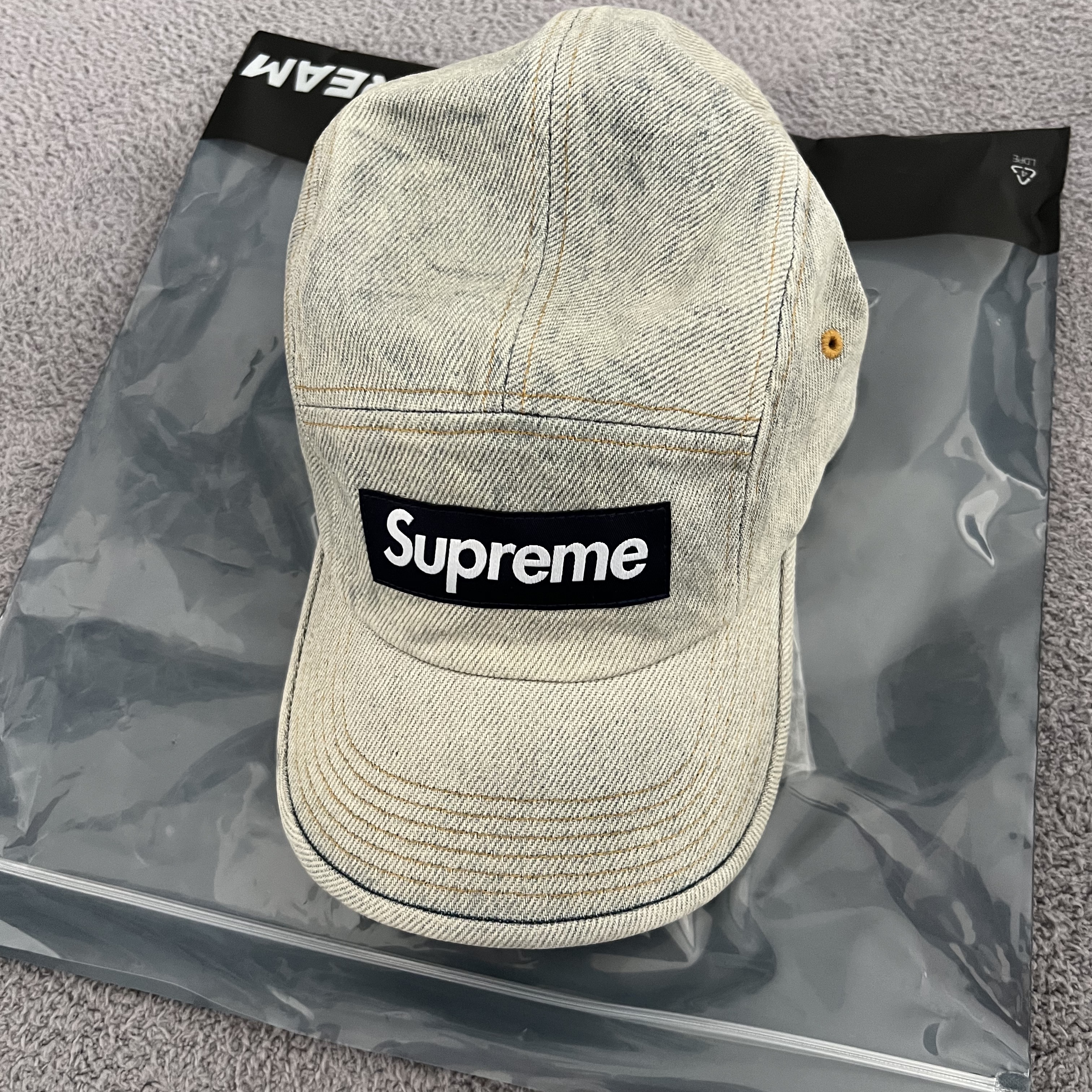 Supreme Denim Camp Cap Dirty Indigo - 23SS 착용 스타일