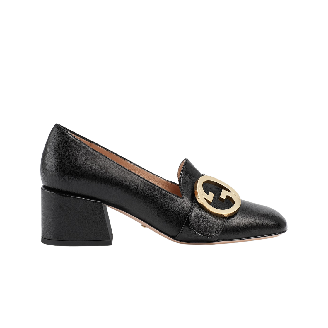 (W) 구찌 블론디 미드힐 펌프 블랙 레더