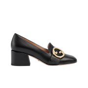 (W) Gucci Blondie Mid-Heel Pump Black Leather