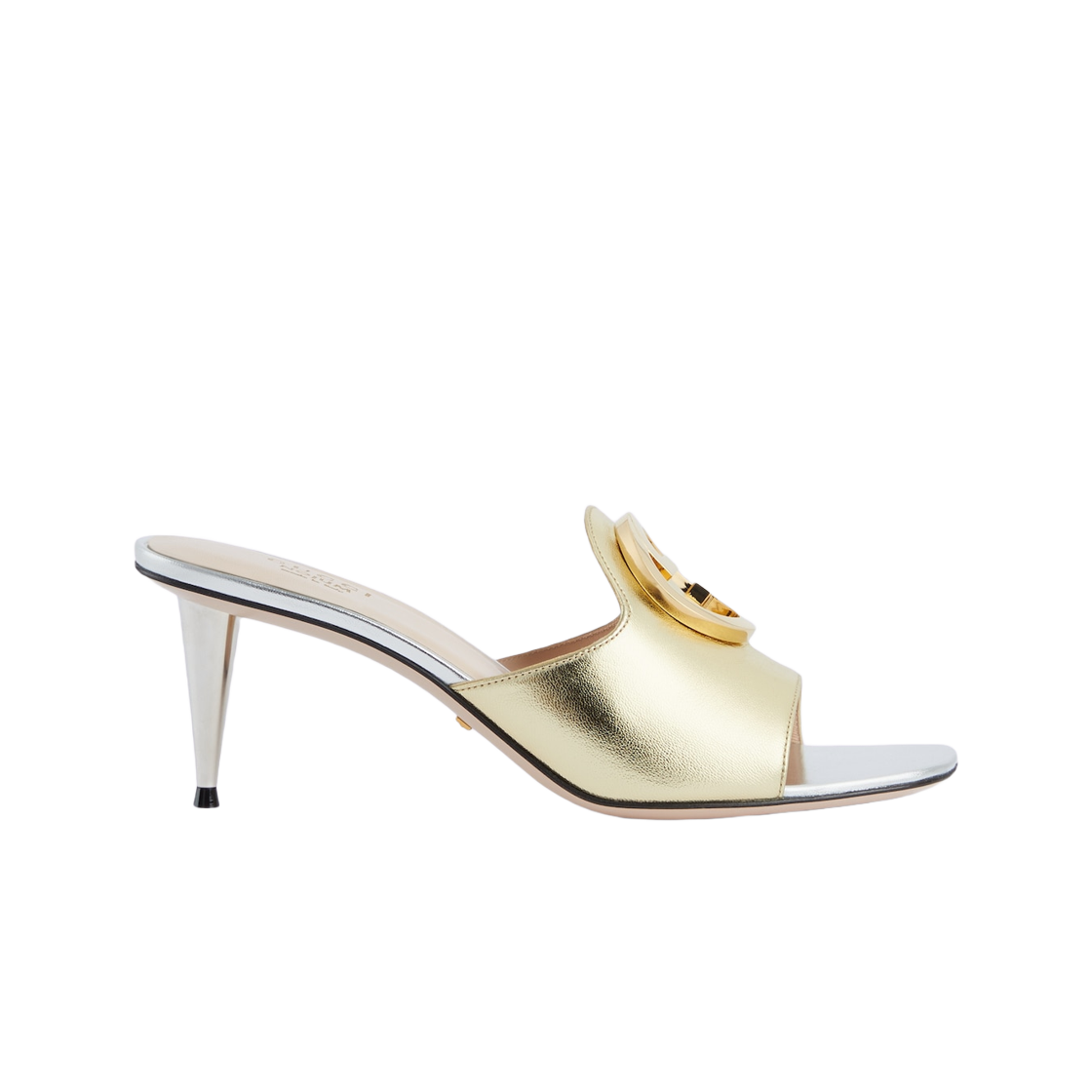 (W) 구찌 노점 블론디 샌들 메탈릭 플래티넘 레더((W) Gucci Nojum Blondie Sandal Metallic Platinum Leather) - 1
