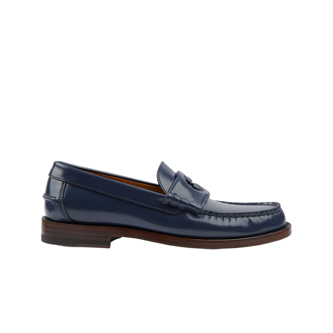 (W) 구찌 인터로킹 G 로퍼 다크 블루 레더((W) Gucci Interlocking G Loafer Dark Blue Leather) - 1