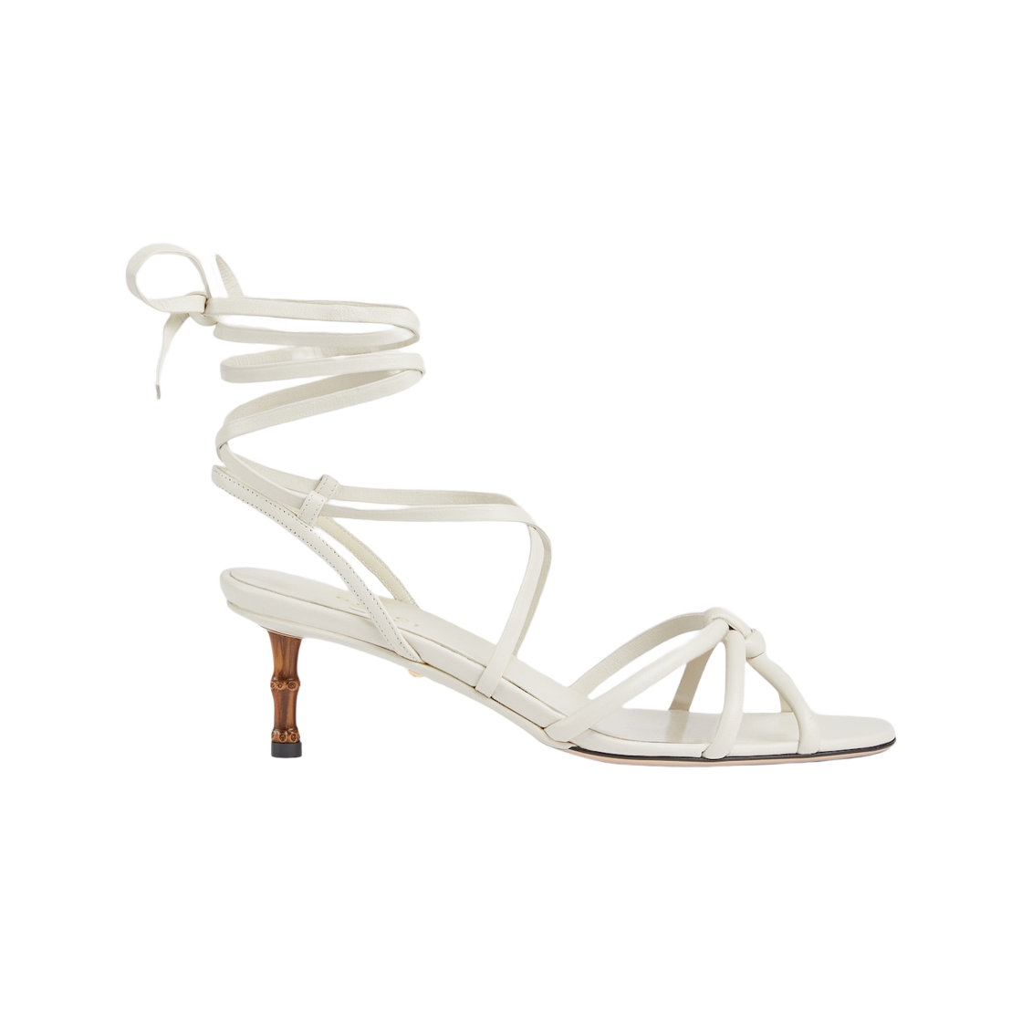 (W) 구찌 스트래피 샌들 뱀부 화이트 레더((W) Gucci Strappy Sandal with Bamboo White Leather) - 1
