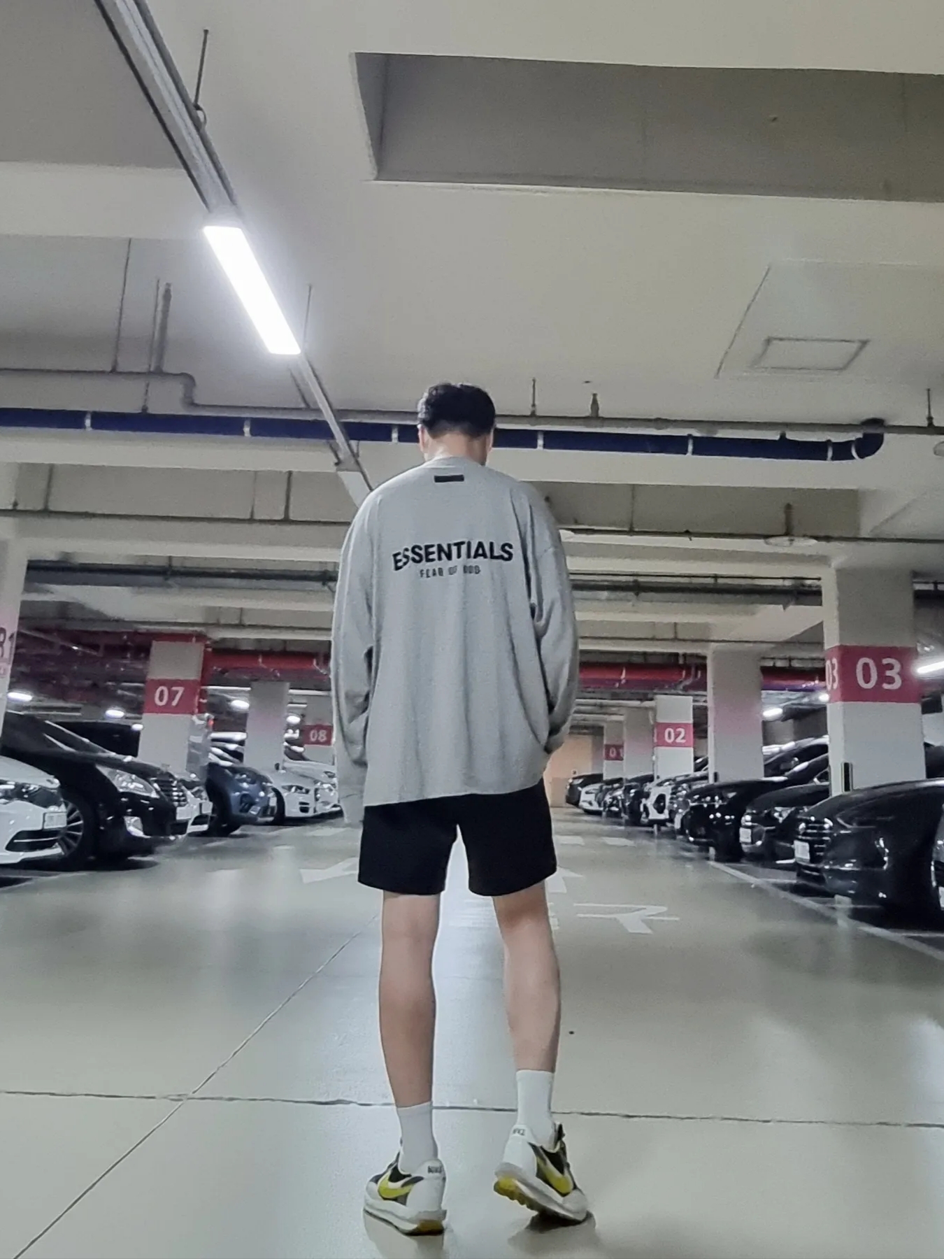 Nike x Sacai x Undercover LDWaffle Black Bright Citron, Nike NSW Woven Lined Flow Shorts Black - Asia 착용 스타일 - 2