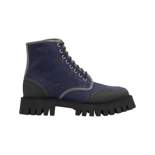 Gucci Lace-Up Boot Blue Grey Canvas