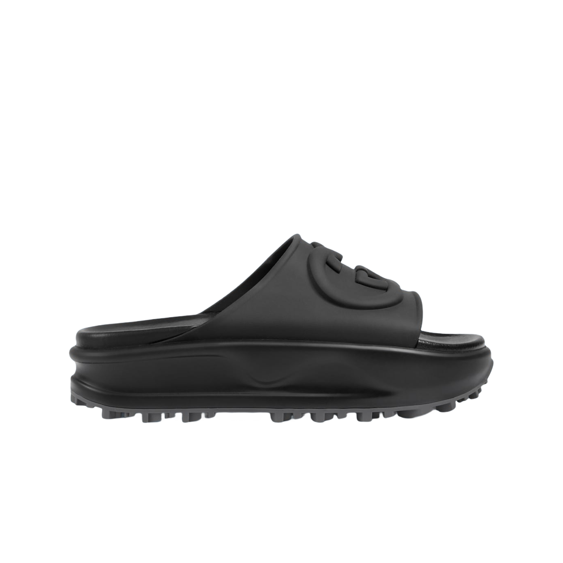 (W) 구찌 슬라이드 인터로킹 G 블랙 러버((W) Gucci Slide with Interlocking G Black Rubber) - 1