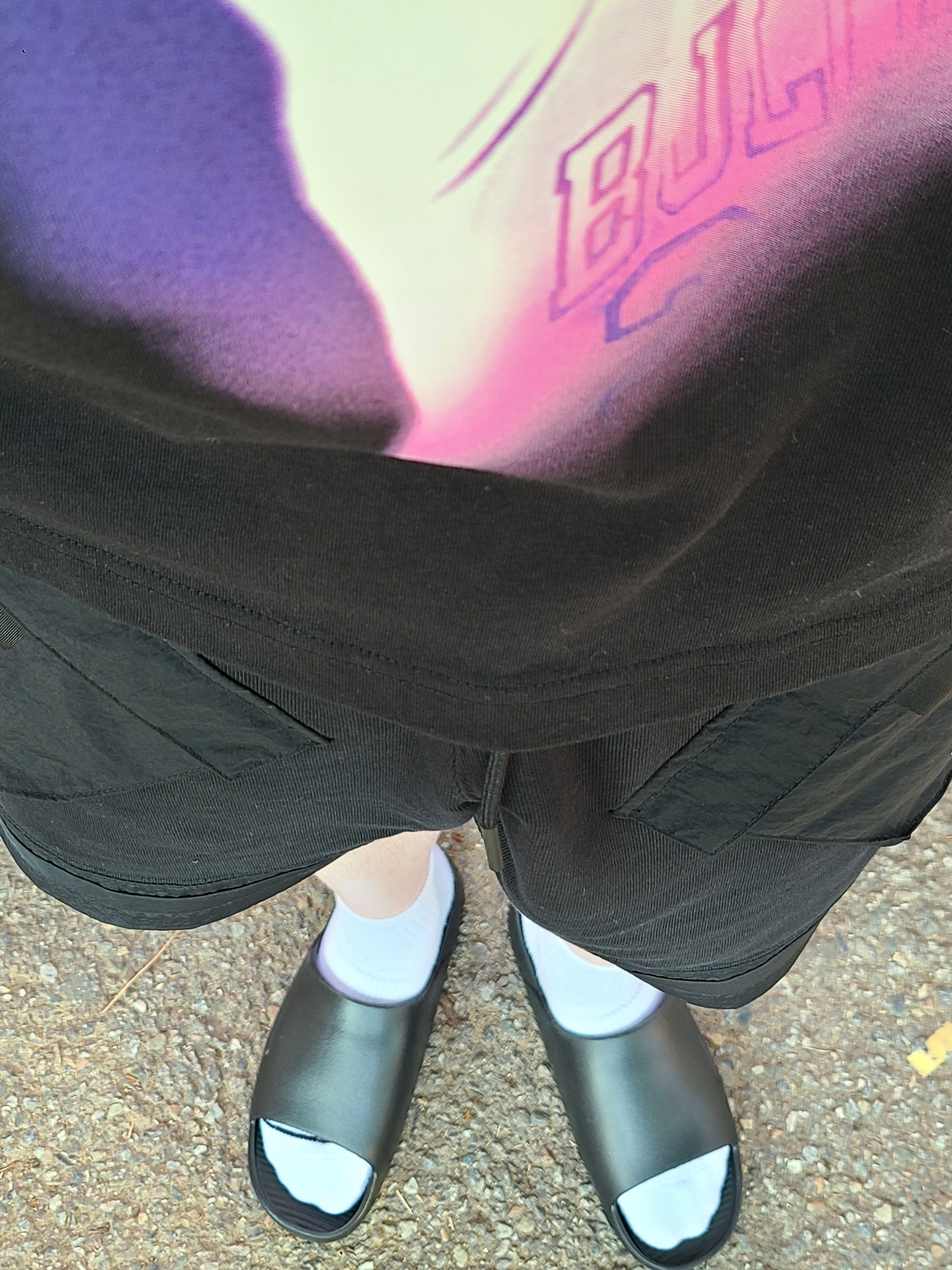 Jordan x J Balvin S/S T-Shirt Black - US/EU, Nike Calm Slide Black 착용 스타일 - 1